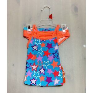 Wonder Nation Baby Toddler Girl Swimsuit 2 Piece Tankini Star Print Size 2T